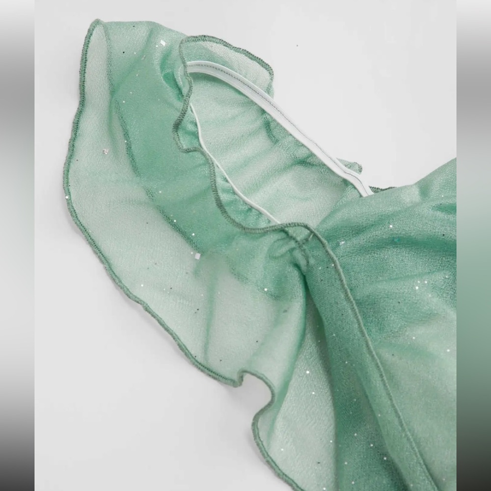 Sage Green Sequins Cowl Neck Midi Dress - Picture 3 of 8